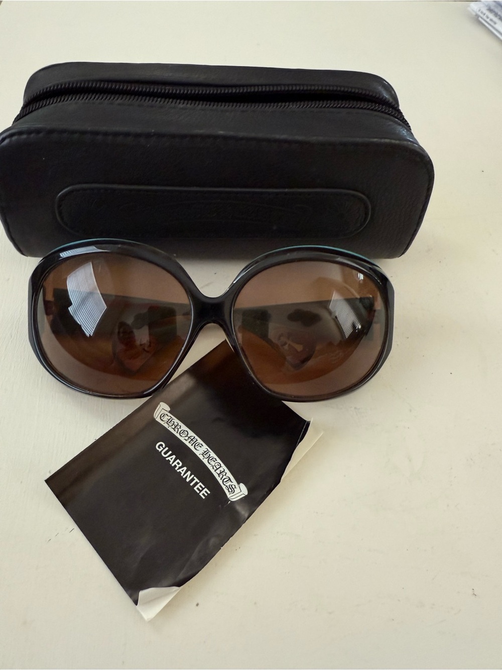 Chrome Hearts Women’s Oversized Sunglasses in Teal and  Black Frame